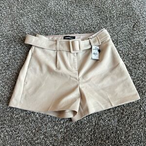 NWT Express Tan Shortie High Rise Shorts with Belt